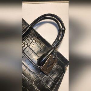 Valentino Black Crocodile Embossed Tote